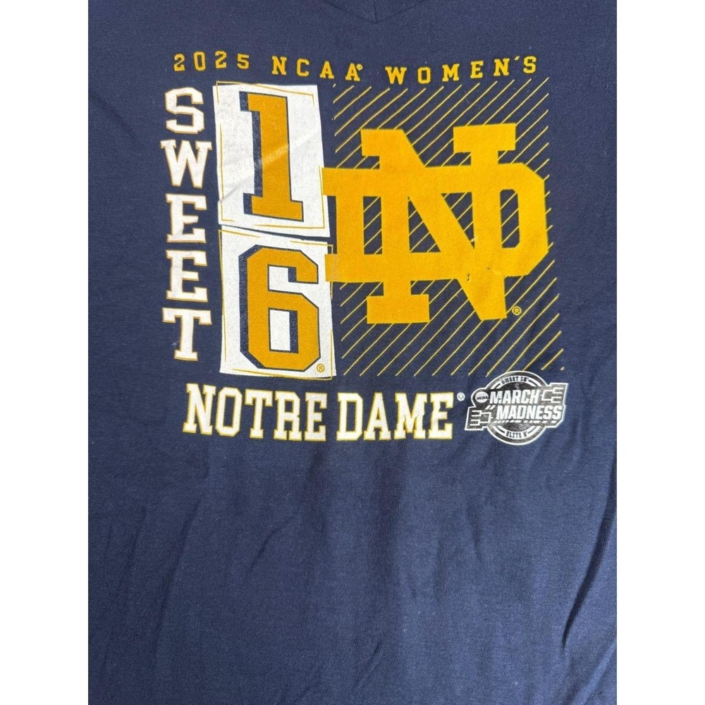 Fanatics Notre Dame 2025 NCAA Womens Sweet 16 T-Shirt Navy Blue XL